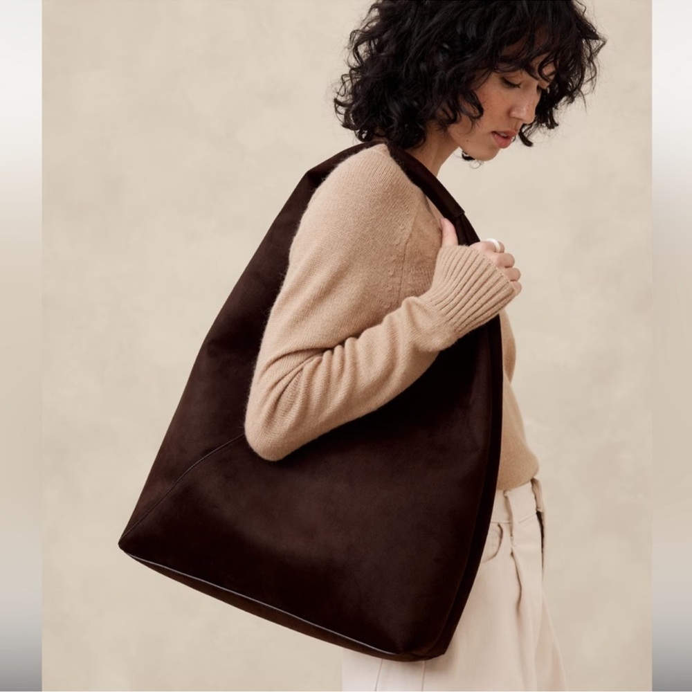 Banana Republic Vegan Leather chocolate brown Tote Bag